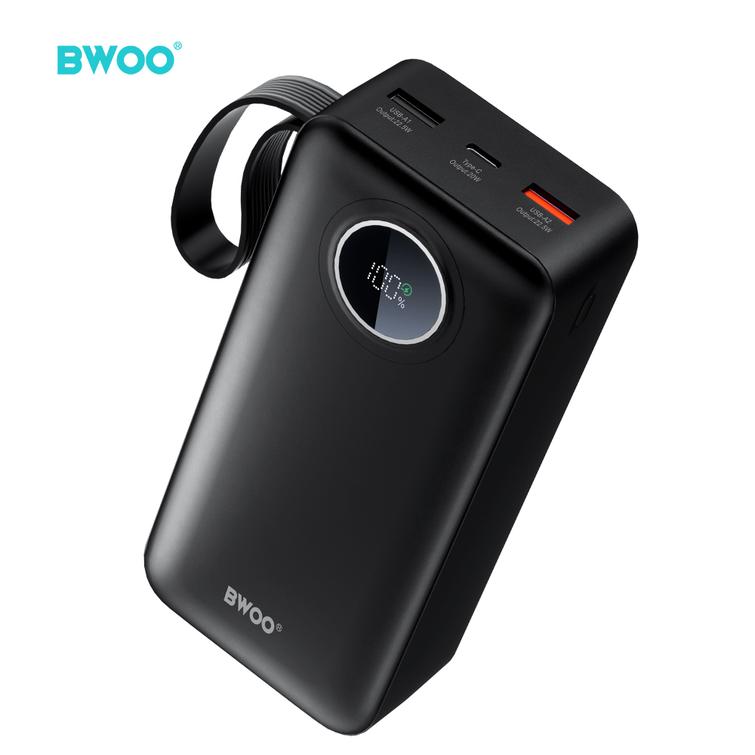 BWOO 22,5W 30000 mAh varavirtal&auml;hde LCD-n&auml;yt&ouml;ll&auml;, musta