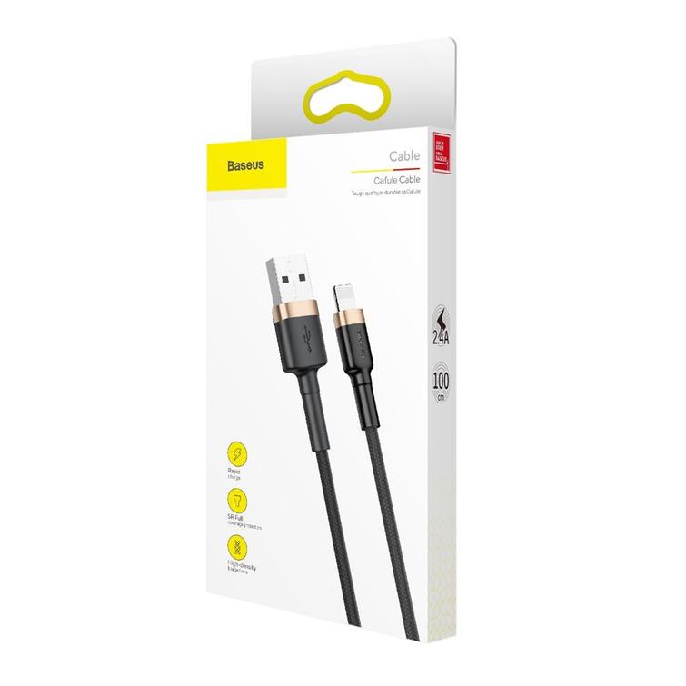 Baseus Cafule USB-Lightning-kaapeli 1,0 m 2,4A kulta-musta