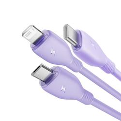 Baseus Ultra Fast One-for-Three -pikalatauskaapeli USB-A - M+L+C 3.5A 1.3m Nebula Purple