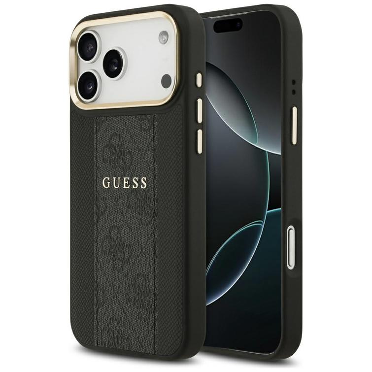 Guess iPhone 17 Pro Max -suojakuori, HC MAGSAFE PU -suojakalvo ja 4G-suojakalvo, musta