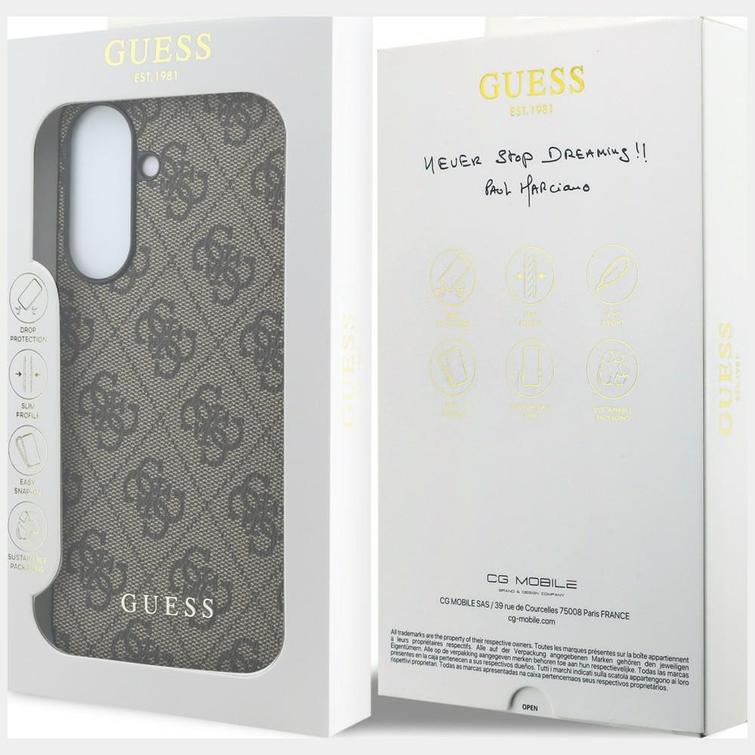 Guess HC PU 4G Classic Logo case with charm for Samsung Galaxy A37 brown
