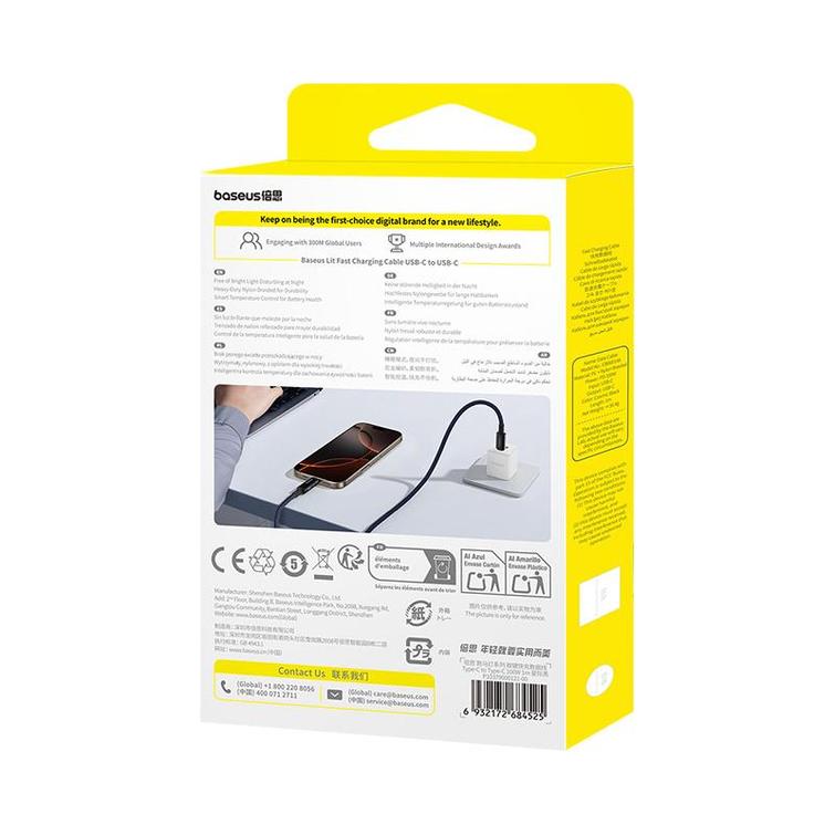 Baseus Lit -kaapeli USB-C - USB-C 2m 100W Kosminen musta