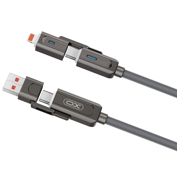 XO-kaapeli NB275 4w1 USB-C - Lightning + USB - USB-C 60W 1,0m szary