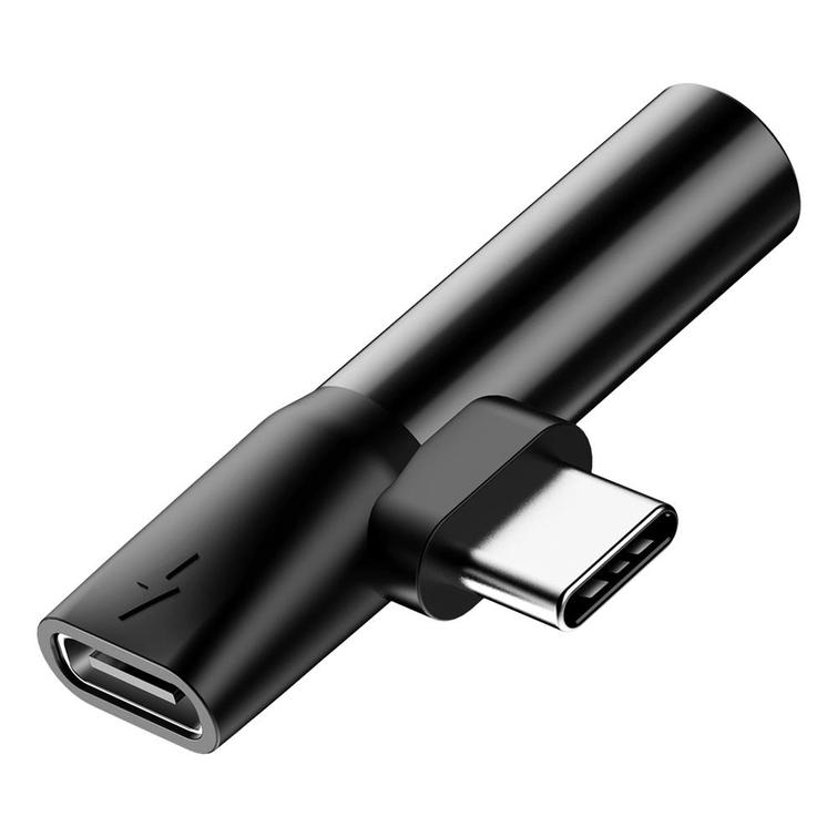 Baseus-sovitin L41 USB-C - USB-C - 3,5 mm naarasliitin, musta