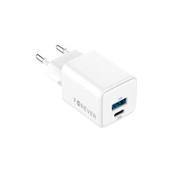 Forever TC-08-20AC GaN PD QC laturi 1x USB-C 1x USB 20W valkoinen