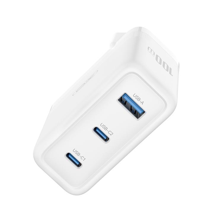 XO-sein&auml;laturi CE35 PD 100W 2x USB-C 1x USB valkoinen