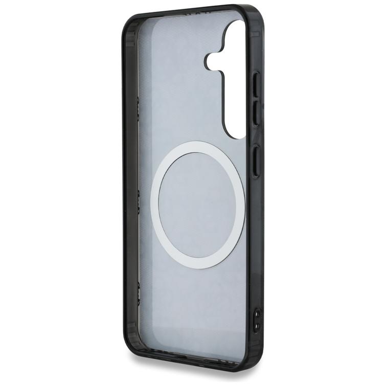 Guess HC Magnetic IML Peony on 4G -taustakuori Samsung Galaxy S25:lle, musta