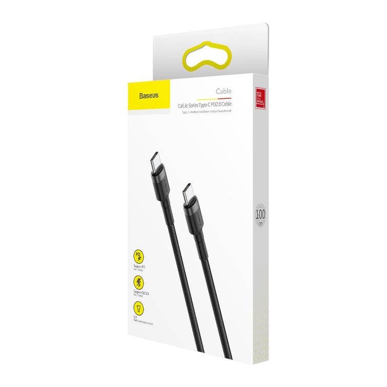 Baseus-kaapeli Cafule PD 2.0 USB-C - USB-C 1,0m 3A harmaanmusta 60W