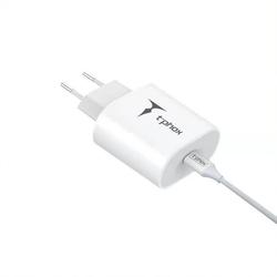 WALL CHARGER T-PHOX ISPEED 20W USB-C/LIGHTNING CABLE WHITE
