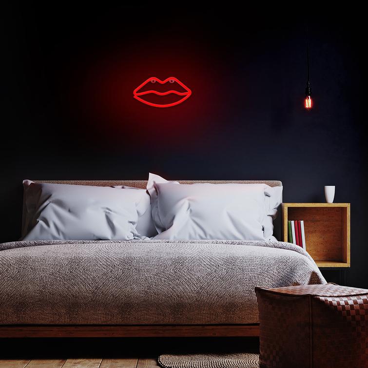 Neon LED-valo LIPS punainen Lepakko + USB FLNE08 Forever Light