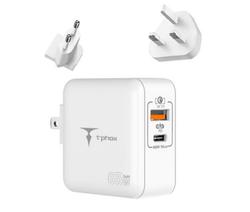WALL CHARGER T-PHOX MEGA T-PP09 GAN PD 65W USB/USB-C WHITE