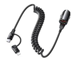 CAR CHARGER REMAX RUICHY SERIES 45 RCC356 + LIGHTNING/USB-C CABLE BLACK