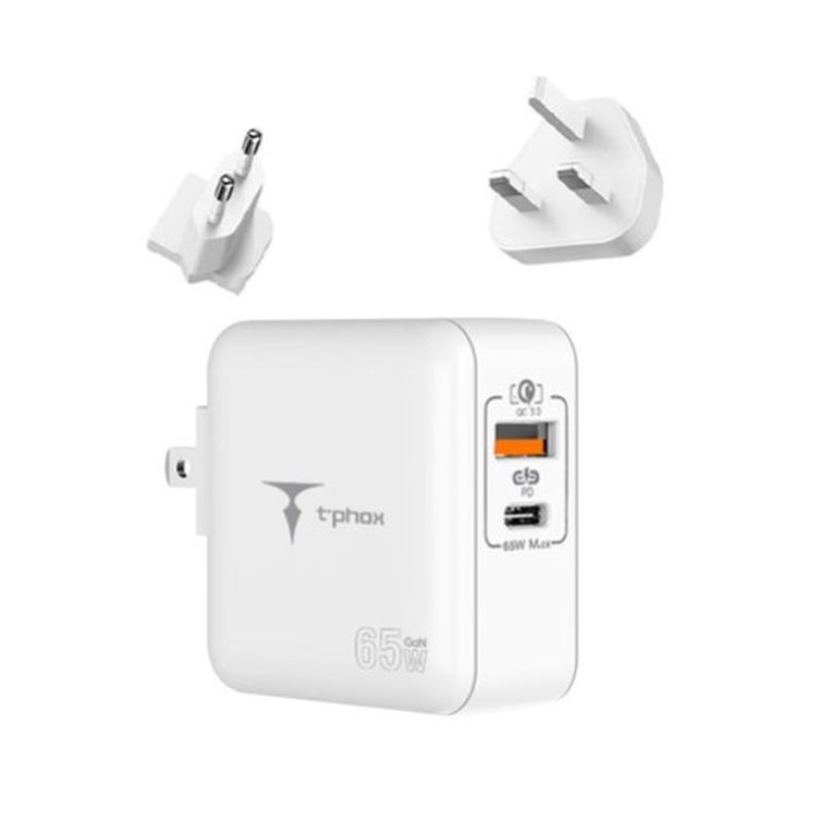 WALL CHARGER T-PHOX MEGA T-PP09 GAN PD 65W USB/USB-C WHITE