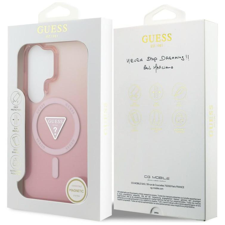 Guess case IML Gradient Triangle MagSafe for Samsung Galaxy S26 Ultra pink