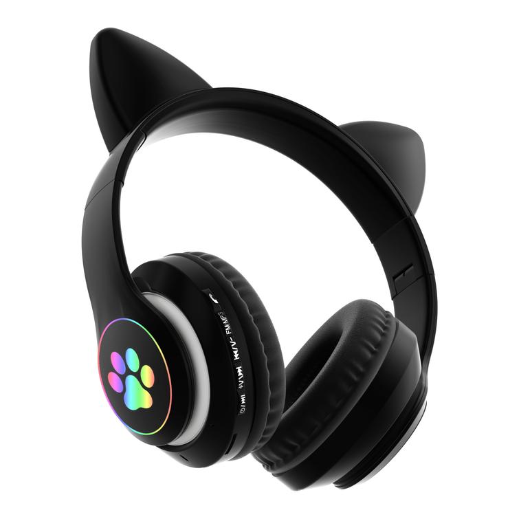 Lasten Bluetooth LED-kuulokkeet / kissankorvat, musta
