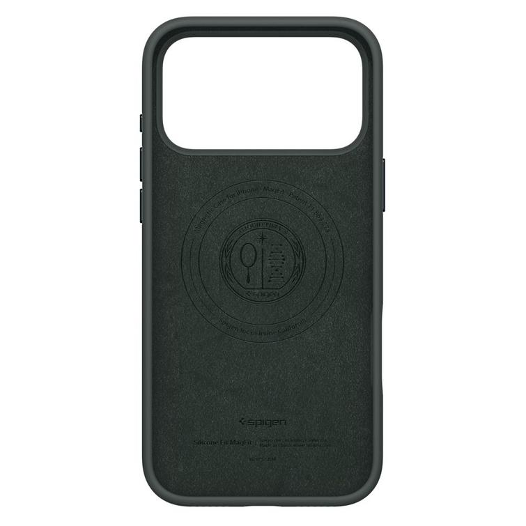 Spigen Silicone Fit Mag Magsafe -kotelo iPhone 17 Pro Maxille, syvänvihreä