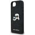 Karl Lagerfeld HC Fixed Glitter K&C Heads Logo Metal Pin -suojakuori iPhone 16e:lle, musta