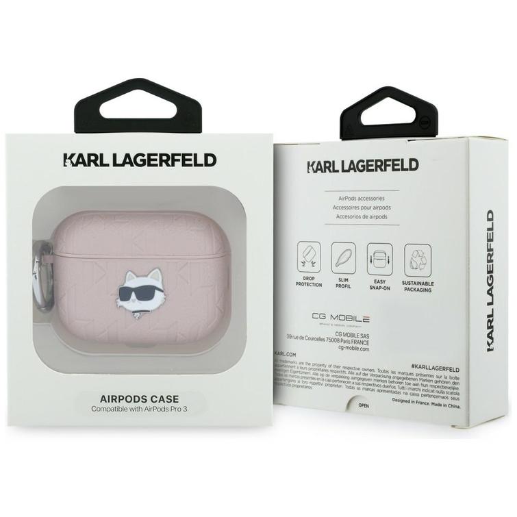 Karl Lagerfeld Monogram Choupette Head case for AirPods Pro 3 pink