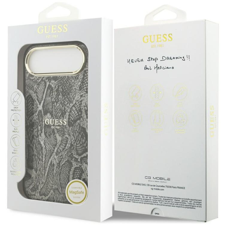 Guess Python Pattern MagSafe -kotelo iPhone Airille, musta