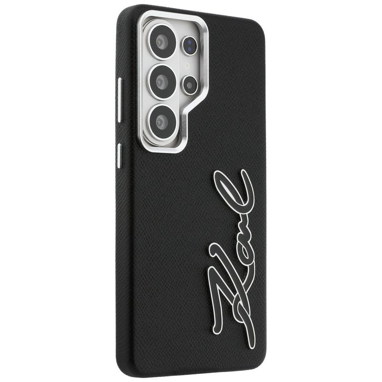 Karl Lagerfeld case Grained Signature Metal Resin Logo for Samsung Galaxy S26 Ultra black