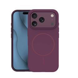 Silikoni ohut Mag -kotelo iPhone 17 Pro 6,3" / iPhone 18 Pro 6,3" -puhelimille, tumman kirsikanpunainen