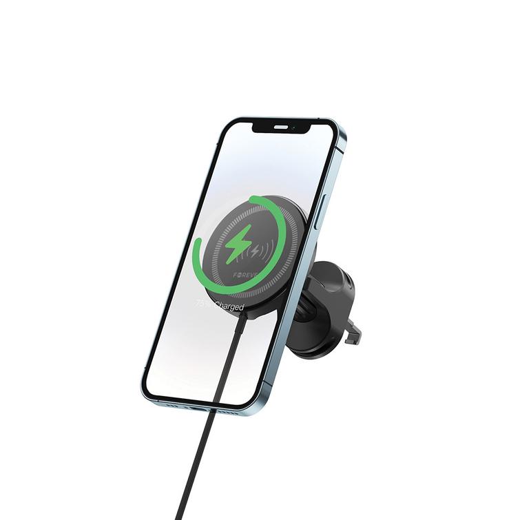 Forever auton pidike tuuletusritilään MACH-300 magneettinen langattomalla latauksella musta Qi2 15W