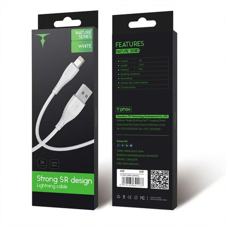 CABLE T-PHOX NATURE LIGHTNING WHITE 1.2M 3A