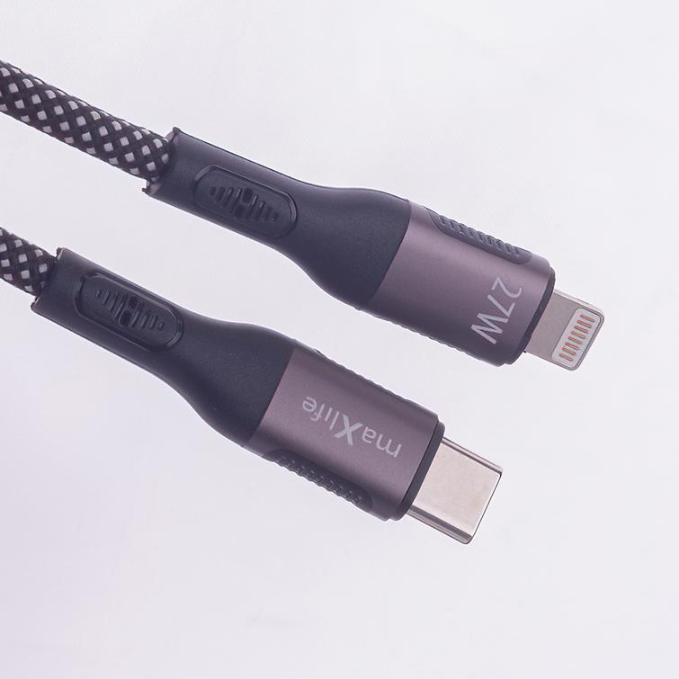 Maxlife MXUC-11 magneettikaapeli USB-C - Lightning 1,0 m 27W musta nailon