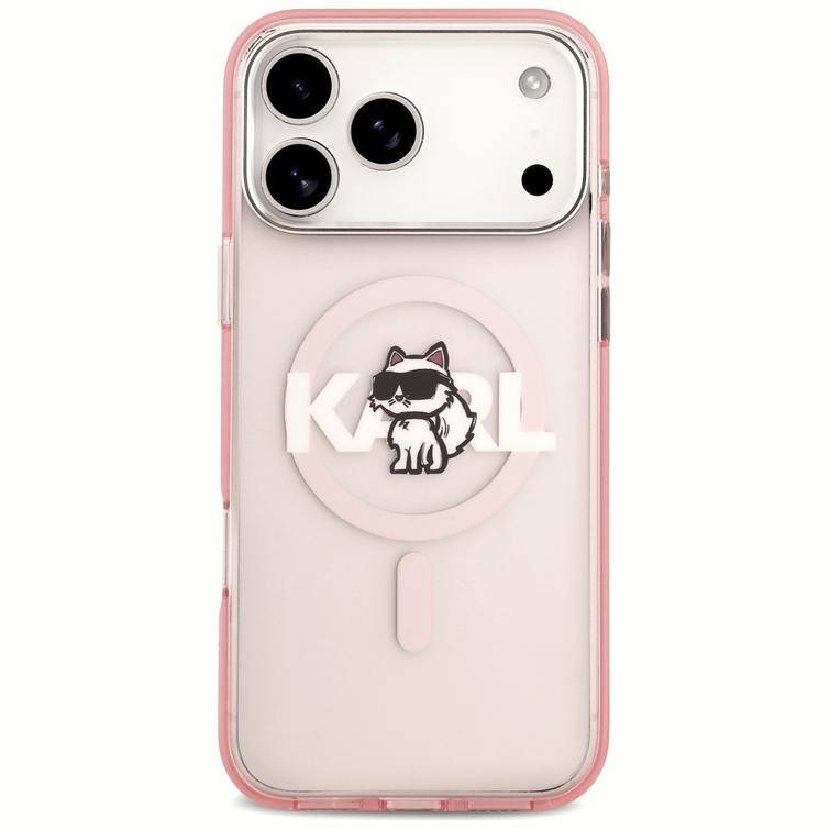 Karl Lagerfeld case for iPhone 17 Pro Max 6,9" IML Choupette Sketch Logo MagSafe pink