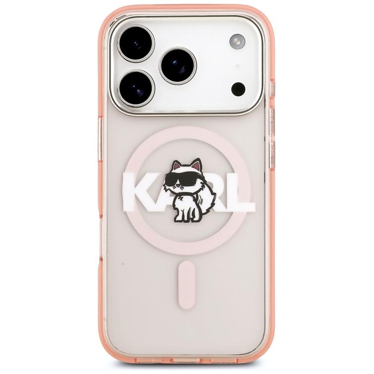 Karl Lagerfeld suojakuori iPhone 17 Pro 6,3" IML Choupette Sketch Logo MagSafe vaaleanpunainen