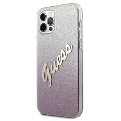 Guess iPhone 12 / 12 Pro 6,1" -puhelimen suojakuori GUHCP12MPCUGLSPI -pinkki kova suojakuori, glitter-gradient-kuvio