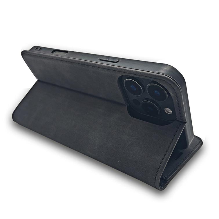 Älykäs mokkanahkainen suojakuori Samsung Galaxy A14 4G / A14 5G:lle, musta