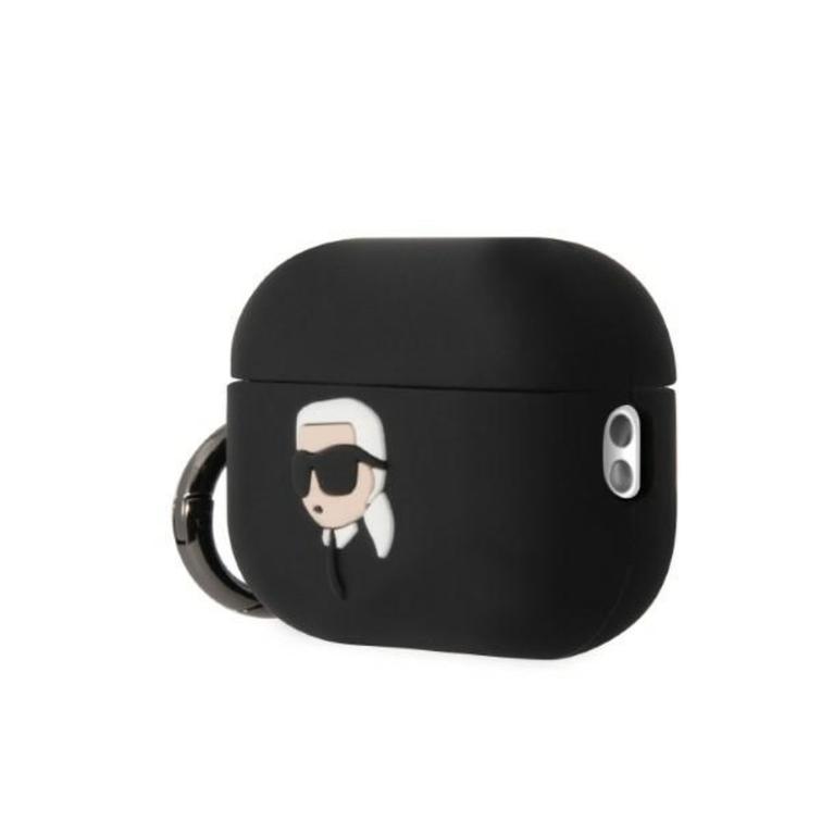 Karl Lagerfeld Airpods Pro 2 -kuulokkeiden suojakuori KLAP2RUNIKK musta 3D-silikoni NFT Karl