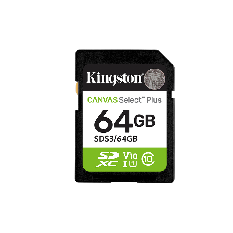 Kingston *SD-kortti 64GB Canvas Select Plus Gen3 R100MB/s