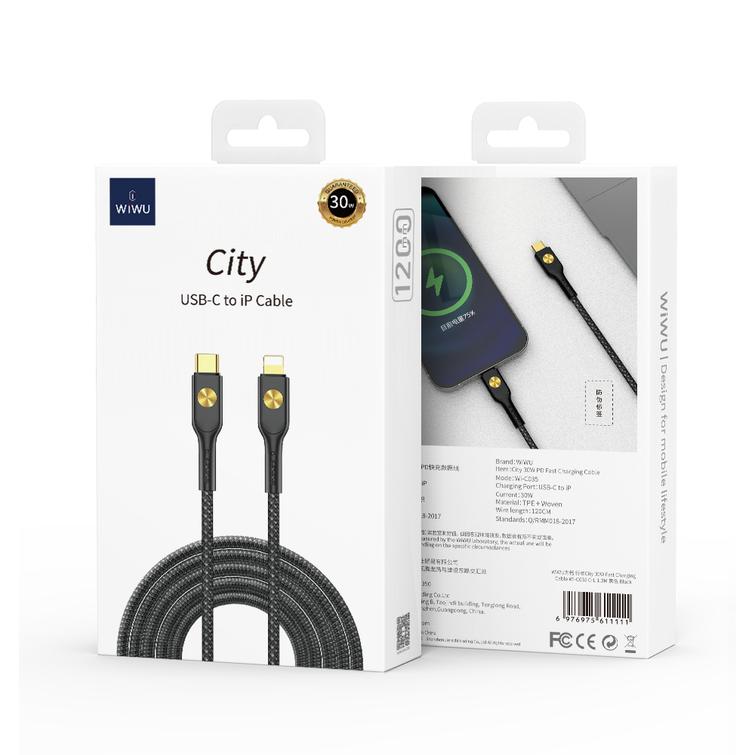 WIWU 30W City Cable Wi-C035 C-L musta