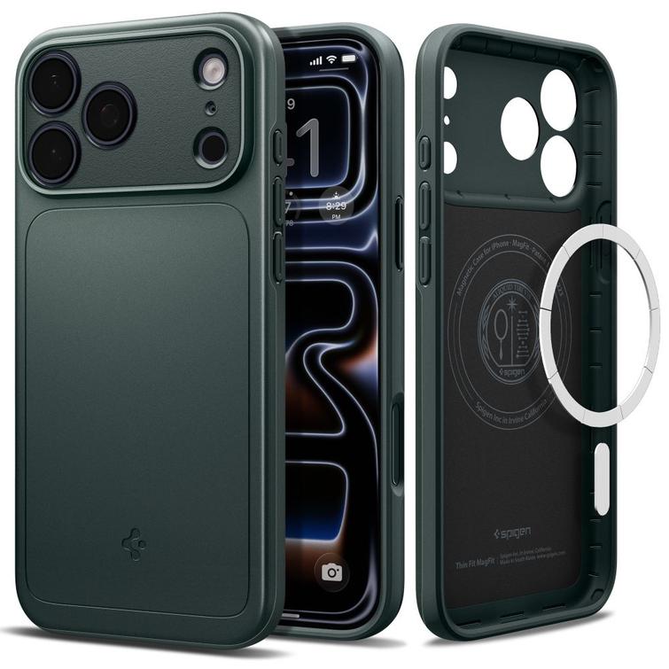 Spigen Thin Fit Mag Magsafe -kotelo iPhone 17 Prolle, syv&auml;nvihre&auml;