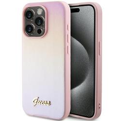 Guess iPhone 15 Pro 6,1" suojakuori GUHCP15LPSAIRSP pinkki HC PU SAFFIANO IRIDESCENT SCRIPT