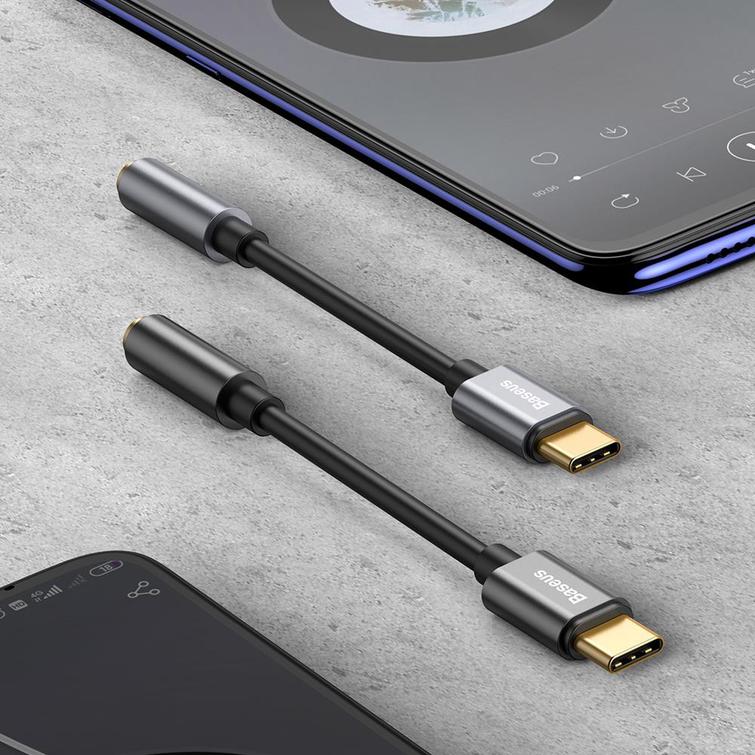 Baseus-sovitin L54 USB-C - 3,5 mm liitäntä, musta