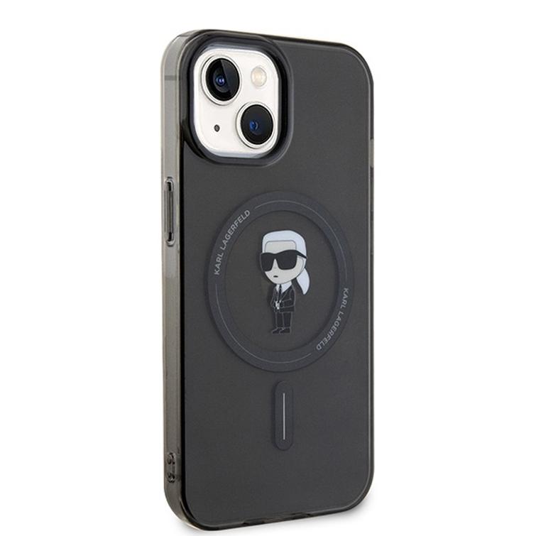 Karl Lagerfeld iPhone 15 6,1" KLHMP15SHFCKNOK -suojakuori, musta, kovakuori IML Ikonik MagSafe