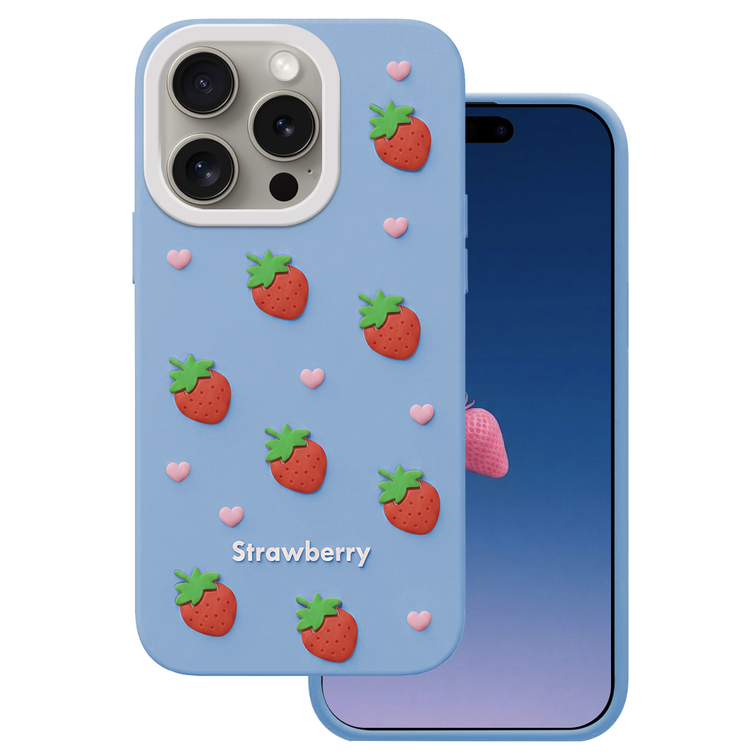Strawberry case for iPhone 14 Pro / 15 Pro 6,1" blue