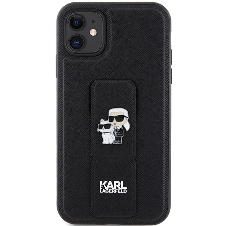 Karl Lagerfeld iPhone 11 -suojakuori KLHCN61GSAKCPK musta HC GRIPSTAND SAFFIANO KC PINS