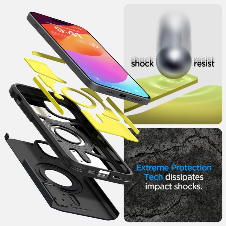 Spigen Tough Armor Mag Magsafe -suojakuori iPhone 15 6,1":lle, musta