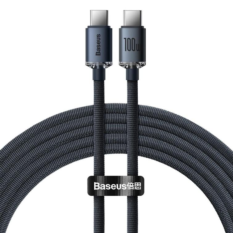 Baseus-kaapeli Crystal Shine USB-C - USB-C 2,0 m 100W musta