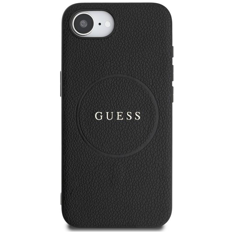 Guess HC MagSafe PU -kuvioitu kultainen rengaskuori iPhone 16e:lle, musta