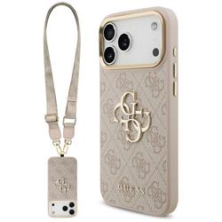 Guess 4G Big 4G Classic Logo Big Strap -metallinappisuojakuori iPhone 17 Pro Maxille, pinkki