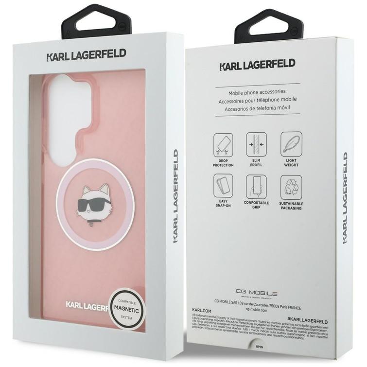 Karl Lagerfeld case IML Repeated Choupette MagSafe for Samsung Galaxy S26 Ultra pink