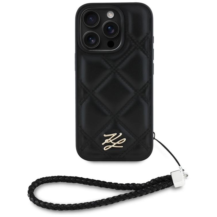Karl Lagerfeld HC Quilted PU -suojakuori iPhone 16 Prolle, musta
