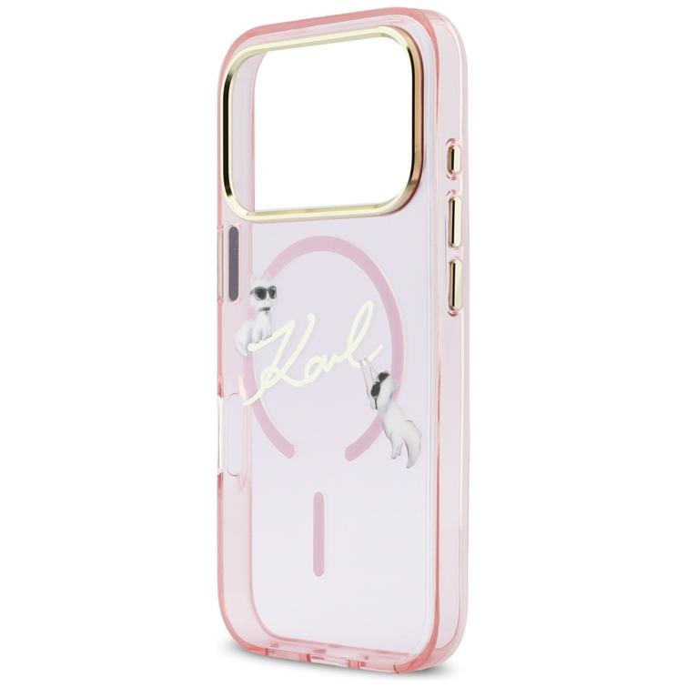 Karl Lagerfeld kotelo iPhone 17 Pro Max 6,9" IML Choupettes Karl Script Logo MagSafe vaaleanpunainen