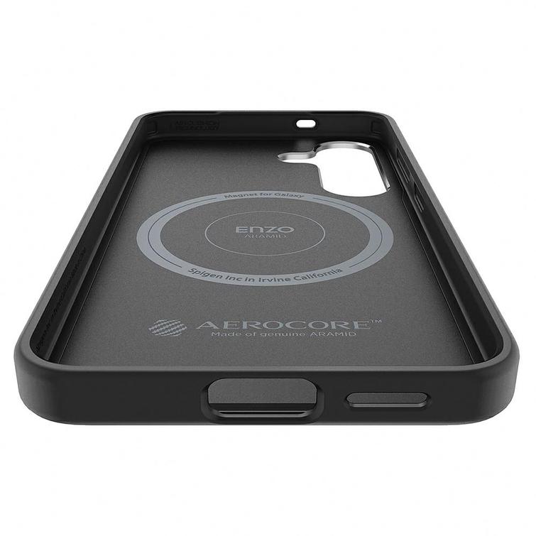 Samsung Enzo Aramid -suojakuori Samsung Galaxy S25:lle, musta-hopeinen