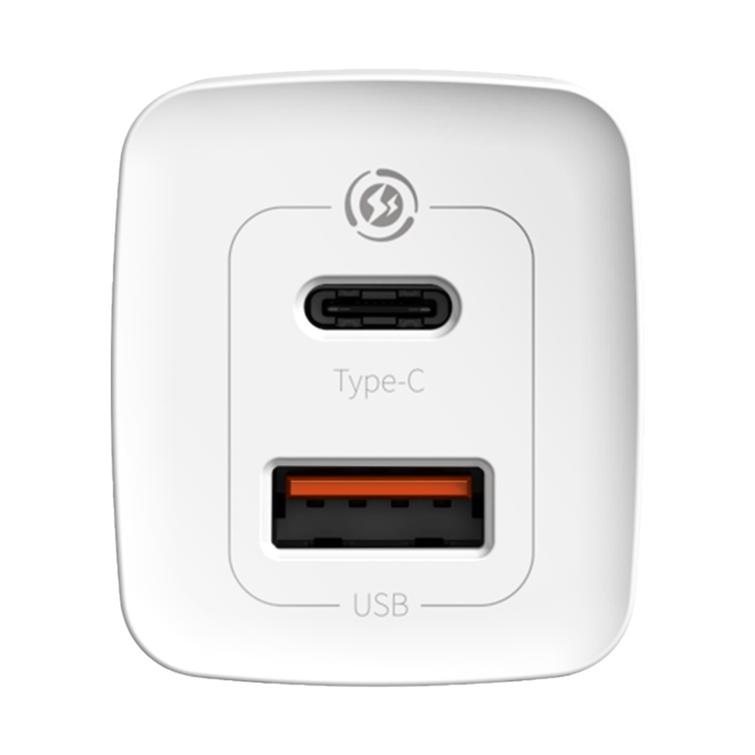 Baseus GaN2 Lite PD -seinälaturi 65W 1x USB-C 1x USB valkoinen